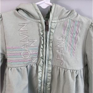 Calvin Klein Jeans mint green zip up hood sweatshirt toddler Girls Size 3T
